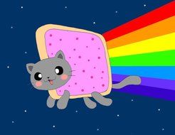 Nyan the Cat Rainbow Image Photo Cake Topper Sheet Personalized Custom Customized Birthday Party - 1/4 Sheet -... N2