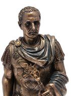 Gaius Julius Caesar in Roman Military Uniform Statue Bronze Finish