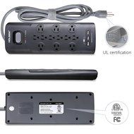 HOLSEM 5 Outlets Surge Protector Power Strip with 2 USB Charging Ports (5V/2.1A) and 4' Heavy Duty Extension Cord... N18