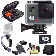 GoPro HERO Action Camera + Steadicam Curve for GoPro HERO Action Cameras (Blue) + 16GB microSD Memory Card + Case...