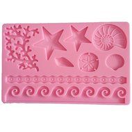 DIY Coral Starfish Shell Lace Fondant and Gum Paste Silicone Mold for Ocean Theme Cake Decorations Random Color N2