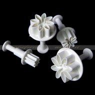 Generic 4Pcs/Set Daisy Flower DIY Cake Plunger Fondant Cutter Decorating Sugarcraft Mold Paste Moulds(White) N3