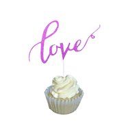 Aisila Pack of 20 Glitter Paper LOVE Wedding Cupcake Toppers Golden (Love 1) N3
