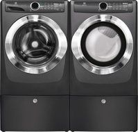 Electrolux White Front Load Laundry Pair with EFLS517STT 27" Washer, EFME517STT 27" Electric Dryer and 2 EPWD157STT... N2