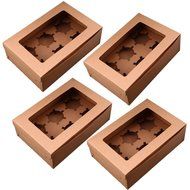Whosee 4Pcs 6 holes Brown Muffin Holes Paper Cupcake Box N20