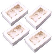 Whosee 4Pcs 6 holes Brown Muffin Holes Paper Cupcake Box N21