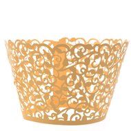 Baloray 12pcs gold Filigree Little Vine Lace Laser Cut Cupcake Wrapper Baking Cup Muffin Case Trays Wedding Birthday... N6