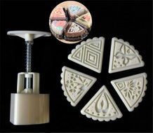 Akak Store China's Mid-Autumn Festival Moon cake Mould Set，Party Mooncake Cake Mold 5 Triangle Stamps - 50g,White N4