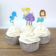 24 Ocean/Mermaid Theme Cupcake Toppers