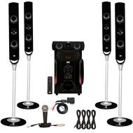 Acoustic Audio AAT1000 Tower 5.1 Speaker System with Bluetooth Mic and 4 Extension Cables