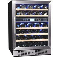 NewAir AWR-460DB 46 Bottle Built in Dual Zone Compressor Wine Cooler, Stainless Steel &amp; Black