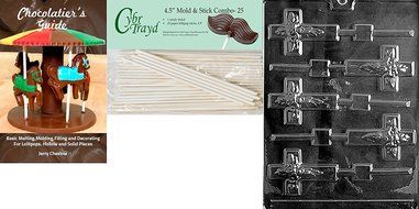 Cybrtrayd R023 Cross Lolly Chocolate Candy Mold with Exclusive Cybrtrayd Copyrighted Chocolate Molding Instructions... N6