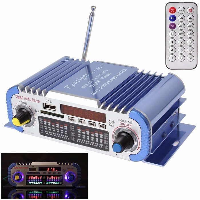 Mini Amplifier, ELEGIANT HiFi Digital Super Bass Stereo Audio Amplifier Support USB / SD / MMC Card Built-in FM... N5