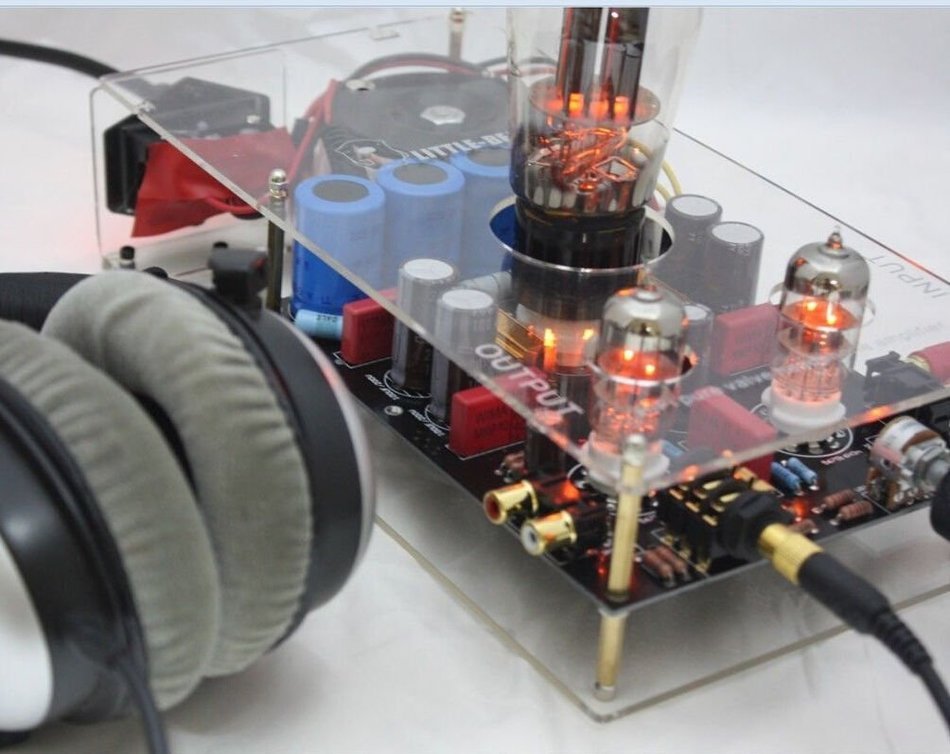 Nobsound Little Bear clear Acrylic Chassis 6N5P+6N3 Pre-AMP Pure Valve SEPP single ended push-pull Tube Headphone... N2