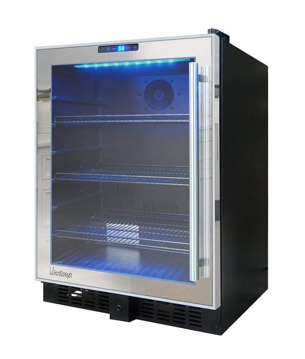 Vinotemp VT-BC54TSSM-L 54-Bottle Mirrored Touch Screen Beverage Cooler, Black N2