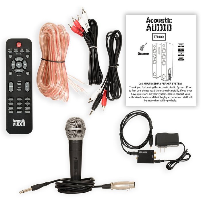 Acoustic Audio TSi400 Bluetooth Powered Floorstanding Tower Multimedia Speakers with Optical Input and Mic TSi400DM1 N7