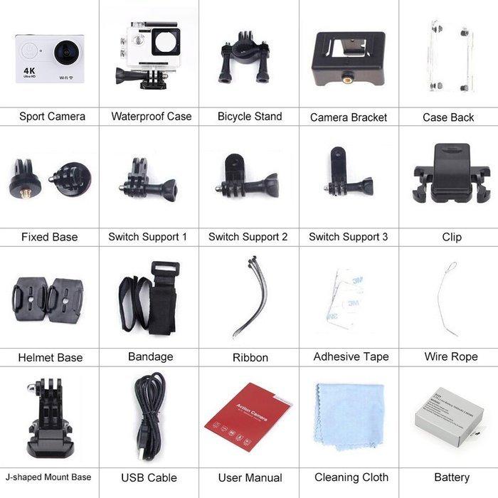 Andoer 2.0inch Wifi 4K HD Ultra Full 30M Waterproof 1080p 60fps 12MP Sports Action Camera DV 170&deg; Wide Angel Lens N2