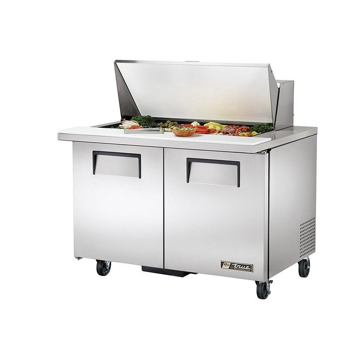 True TSSU-48-18M-B 48" 2 Door Refrigerated Sandwich Prep Table | (18) 1/6 Pan Capacity