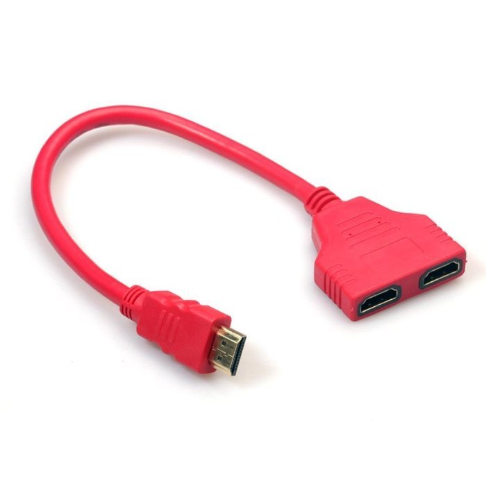 GBSELL HDMI 1 to 2 Split Double Signal Adapter Convert Cable for Video TV HDTV Red