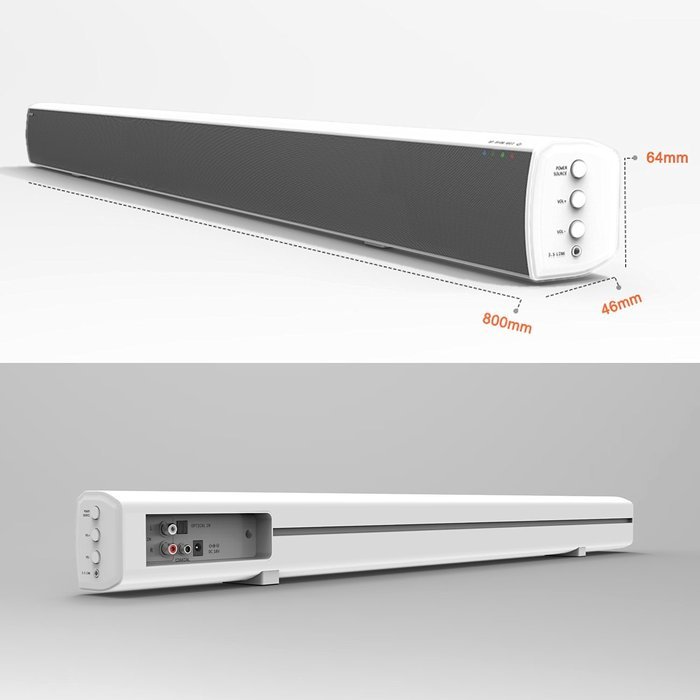 (Upgarde Version) LONPOO 609B 80cm Slim TV Soundbar Bluetooth Subwoofer 20W*2 Super BASS with Remote Control (... N8