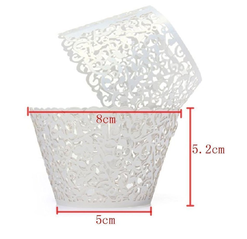 Hual@ Cupcake Wrappers 100 Filigree Artistic Bake Cake Paper Cups Little Vine Lace Laser Cut Liner Baking Cup... N20