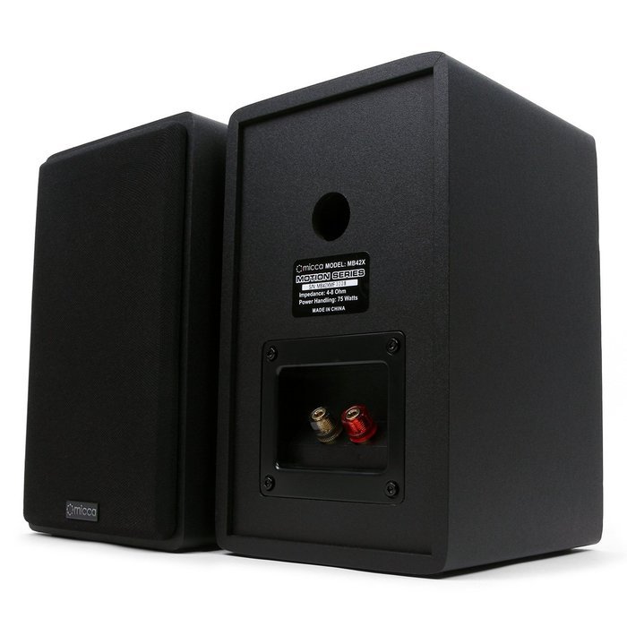 Micca MB42X Bookshelf Speakers With 4-Inch Carbon Fiber Woofer and Silk Dome Tweeter (Black, Pair) and AmazonBasics...