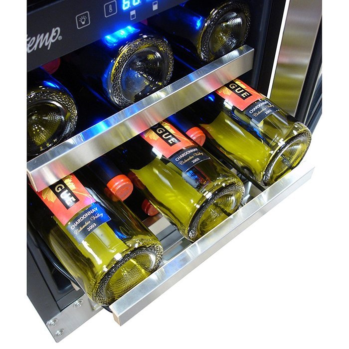 Vinotemp VNTVT-28-2Z-SSDST 28-Bottle Dual-Zone Connoisseur Series Wine Cooler, Stainless Steel N2