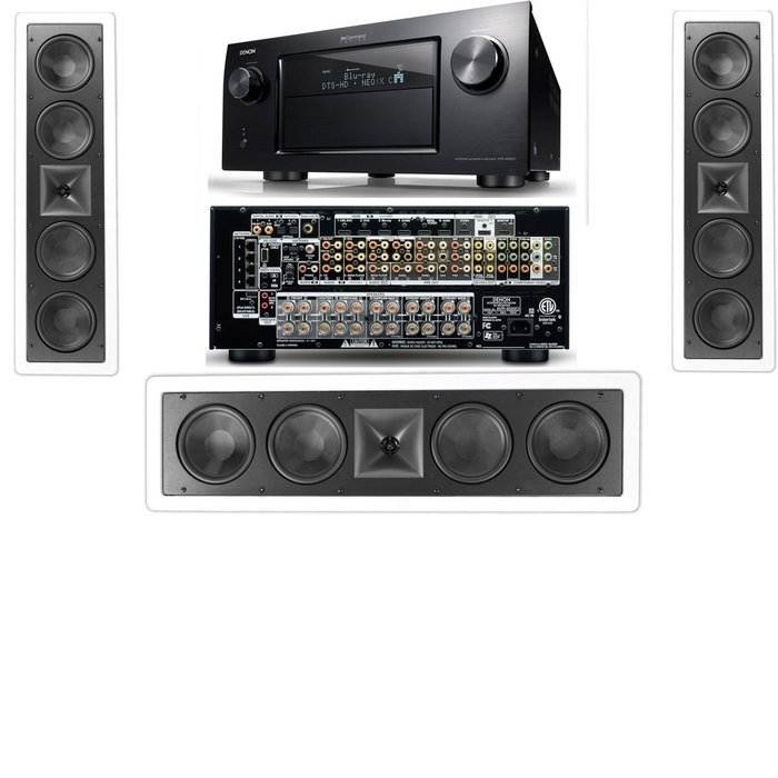 Klipsch KL-6504-THX In-Wall LCR Speaker(3-Each) Denon IN-Command AVR-4520CI- White