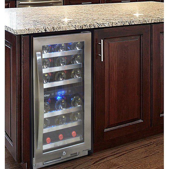 Vinotemp VNTVT-28-2Z-SSDST 28-Bottle Dual-Zone Connoisseur Series Wine Cooler, Stainless Steel N3