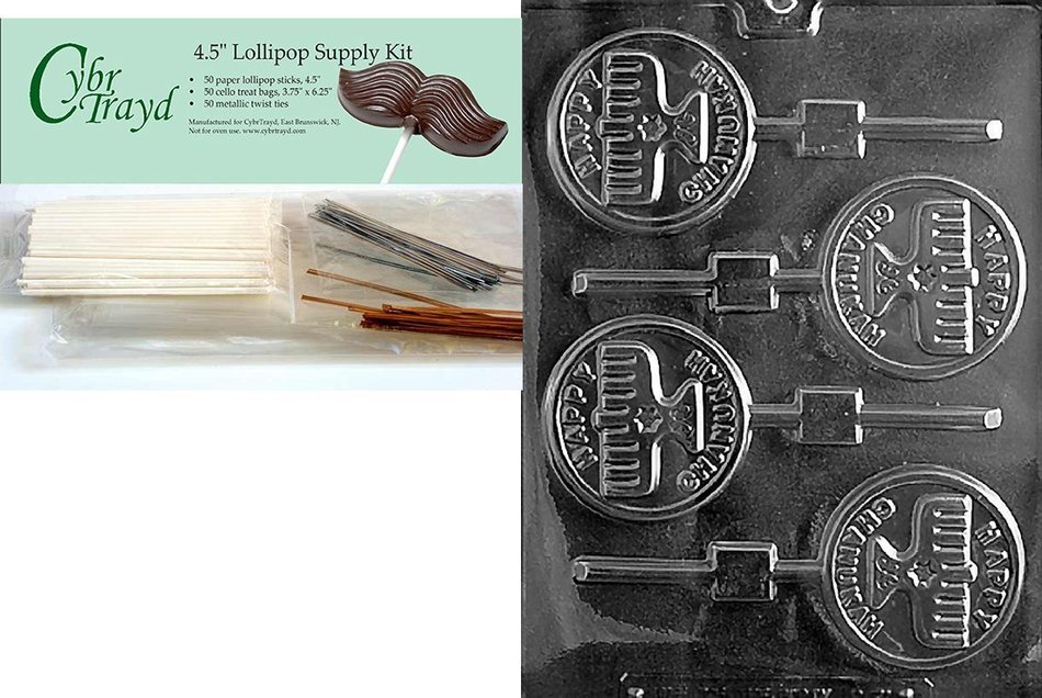 Cybrtrayd R071 Happy Chanukah Candle Lolly Chocolate Candy Mold with Exclusive Cybrtrayd Copyrighted Chocolate...