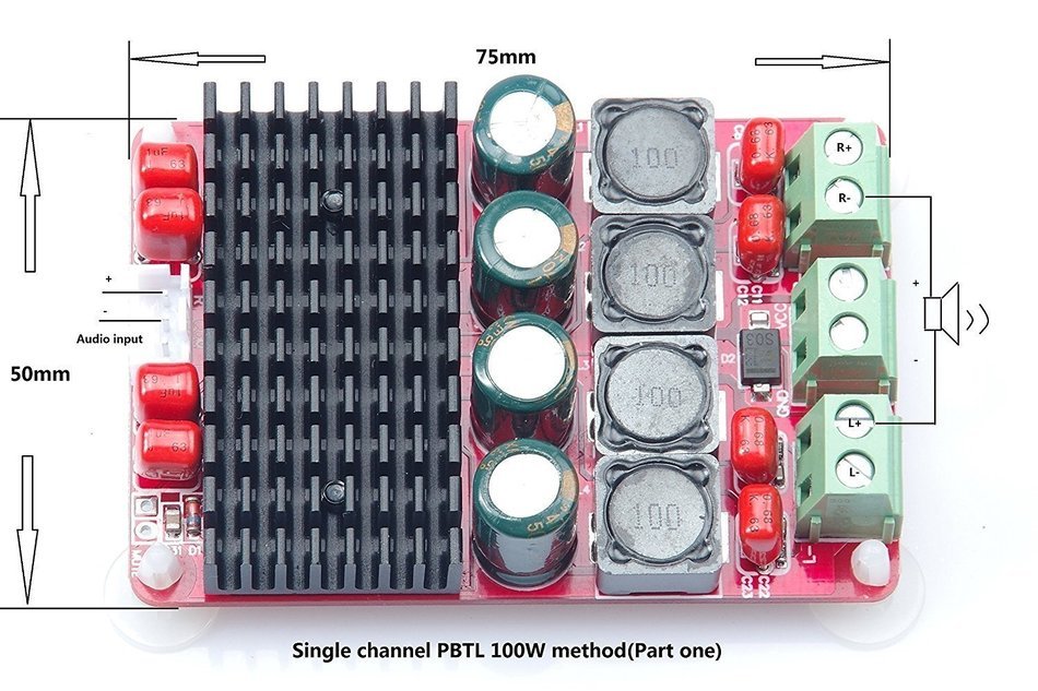 Fengfang 100W Single Channel High Power Amplifier Module 50W+50W TPA3116 Double Track Digital Power Amplifier...