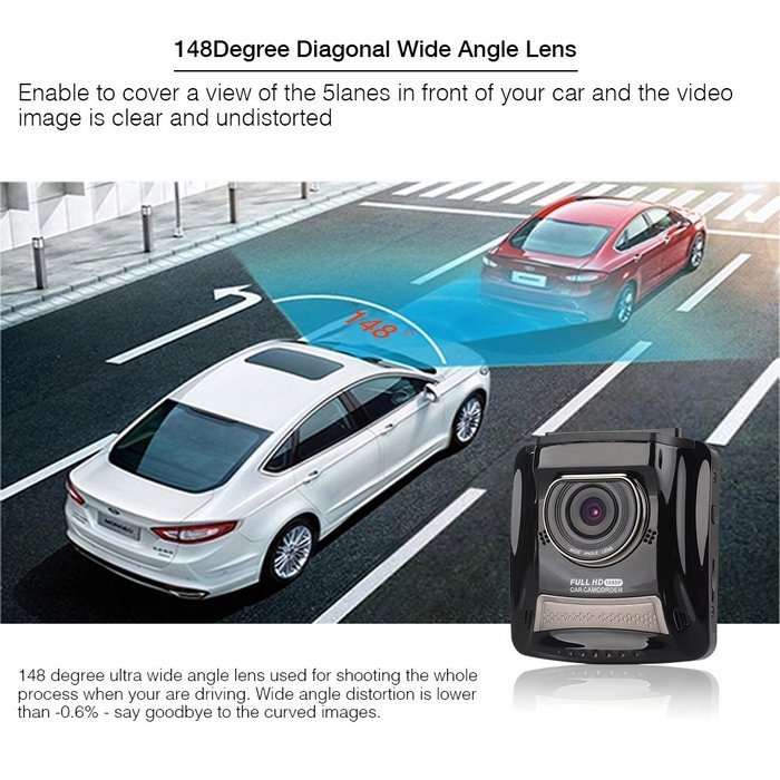 Anytek 1080P Full HD 2.4" Screen Wide Angle Car DVR Camera Recorder for Driving Safety