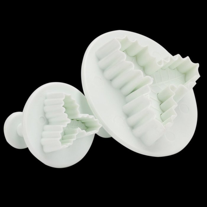 2x holly leaf shape icing fondant gumpaste cake decors plunger baking