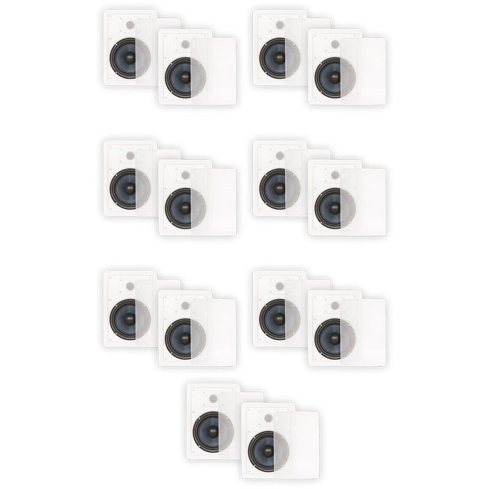 Blue Octave BDW62 In Wall 6.5" Speakers 2 Way Home Theater Surround Sound 7 Pair Pack N6