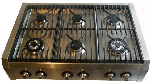NEW 36" HTRT366NG SLIDE IN COOKTOP NATURAL GAS 6 BURNER STAINLESS STEEL W/ Bonus Griddle