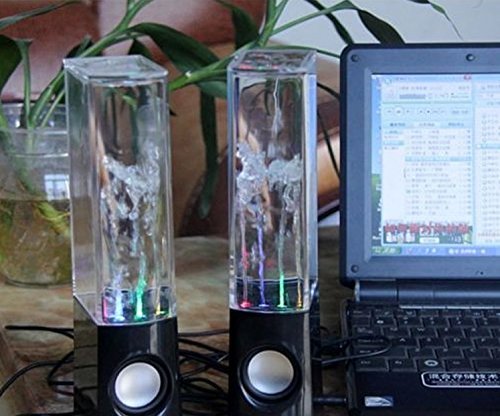 WELLENTBlack Dancing Water Box LED Light Music Speaker Box for Phones PC Laptop N4