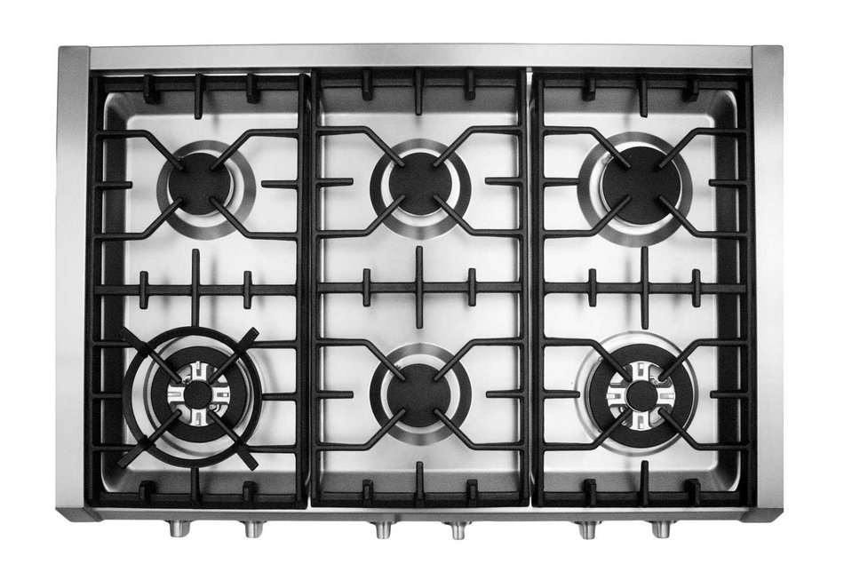 Cosmo (S9-6) 36 in. Pro-Style Gas Rangetop with 6 Burners, with Removable Griddle and Wok Accessories in Stainless...