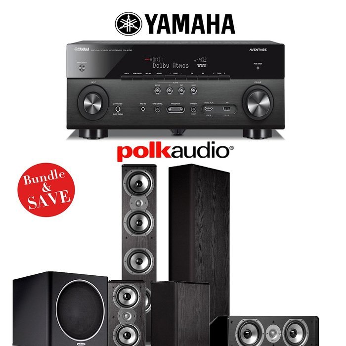 Yamaha AVENTAGE RX-A760BL 7.2-Channel Network A/V Receiver + Polk Audio TSi 500 + Polk Audio TSi 200 + Polk Audio...
