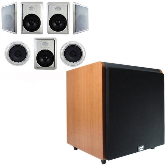 Acoustic Audio HT-87 In-Wall/Ceiling 7.1 Home Theater 8" Speakers and 15" Powered Sub HT-87-HD15C