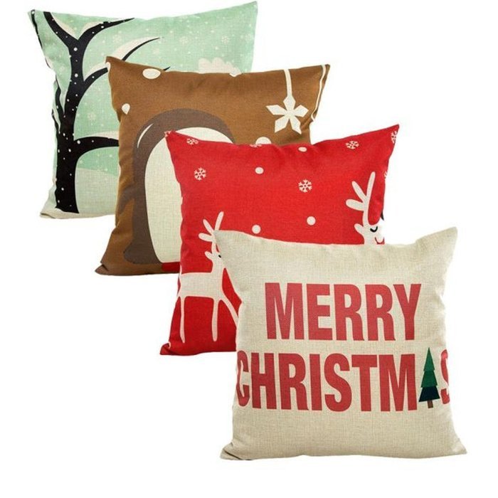 Pillow Cover,Haoricu Vintage Christmas Lovely Pillow Case Sofa Waist Throw Cushion Cover Home Decor (Coffee) N3