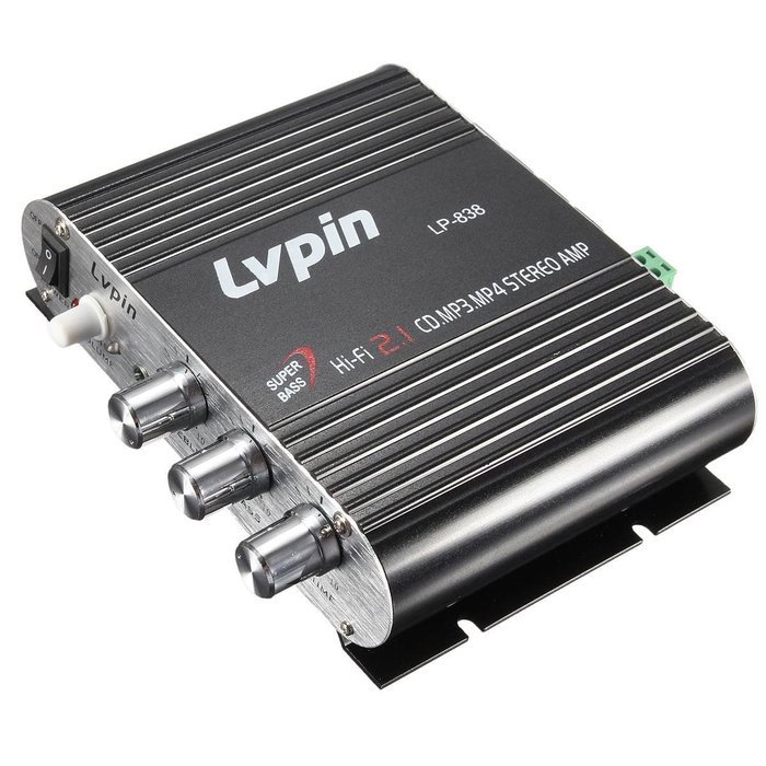ELEGIANT 200W 12V Mini Hi-Fi Amplifier Booster Radio MP3 Stereo with Power Adapter for Car Motorcycle Home Black... N18