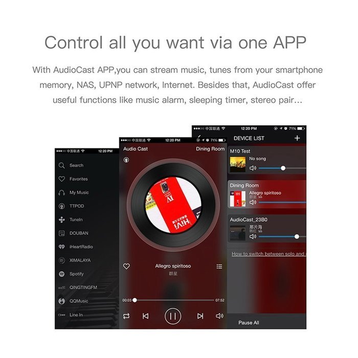 RIVERSONG Wireless DLNA Airplay Music Receiver Adapter NAS Support with iHeartRadio Spotify Bluetooth Receiver... N5