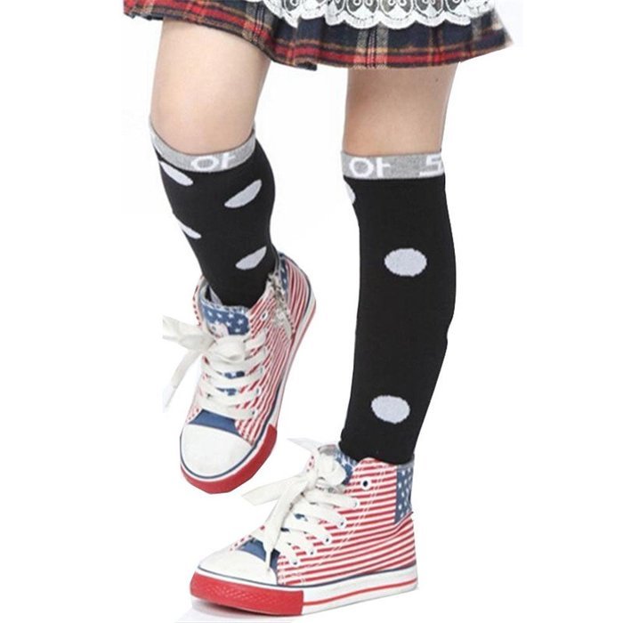 Banggood 1pair Children Candy Polka Dot Kids Long Socks N5