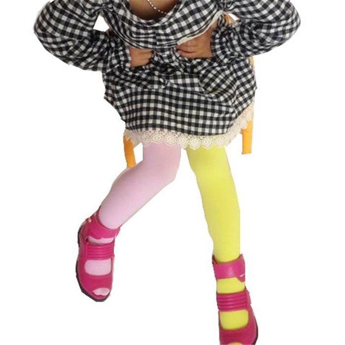 Phoneix New Chilren Girls Kids Two color Pantyhose Tights candy colored Stockings N6
