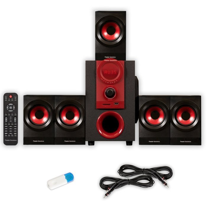 Theater Solutions TS521 Home 5.1 Speaker System with USB Bluetooth and 2 Extension Cables N2