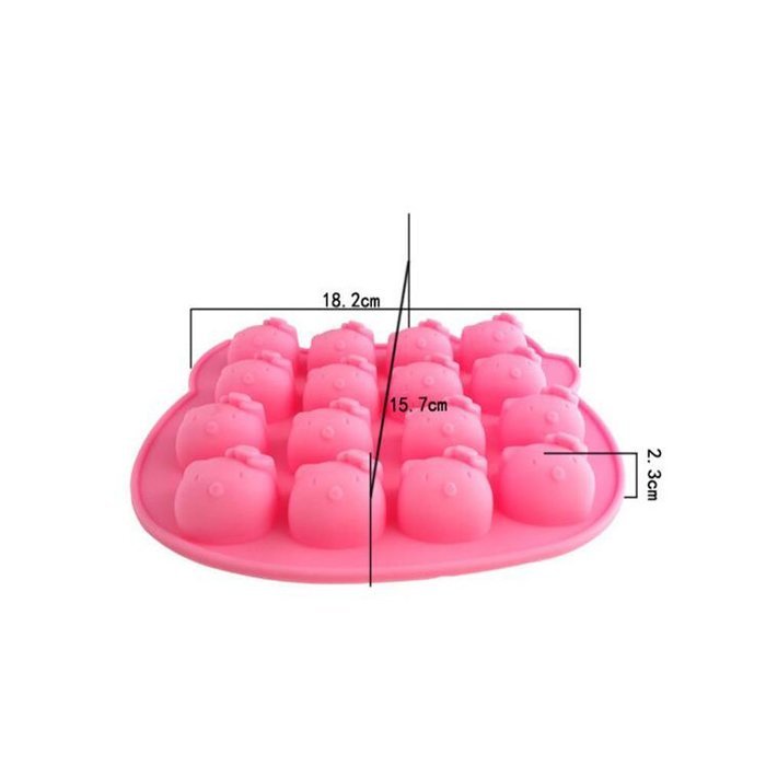 [Two Packed / Random Color]16 Cavity Hello Kitty Cat Silicone Mold Pan for Cake, Biscuit, Ice Cube, Chocolate,...
