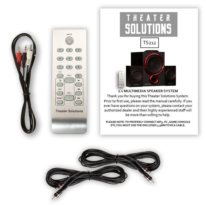 Theater Solutions TS212 Powered 2.1 Speaker System Multimedia with 2 Extension Cables N5