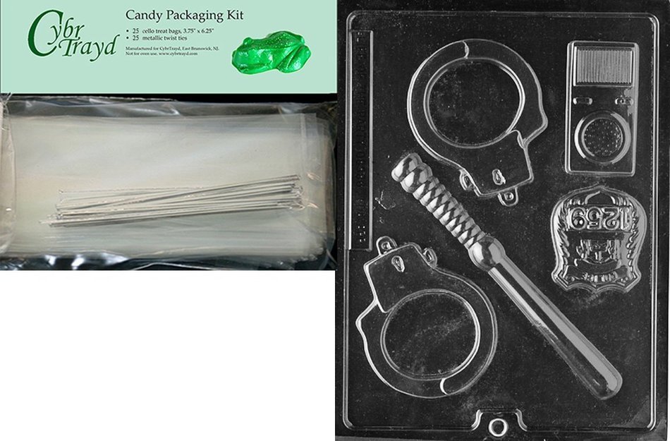 Cybrtrayd J078 Policeman Set Chocolate Candy Mold with Exclusive Cybrtrayd Copyrighted Chocolate Molding Instructions