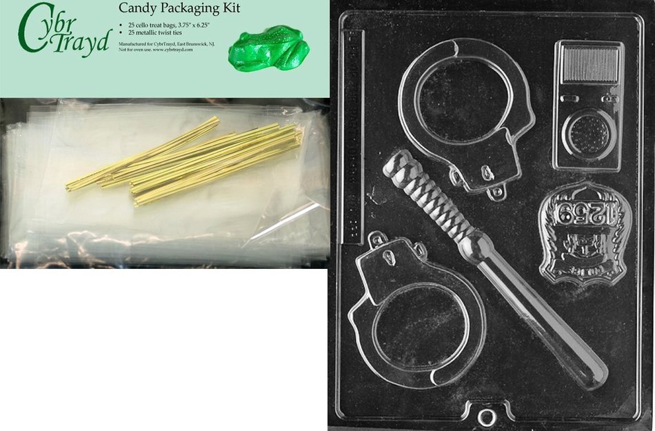 Cybrtrayd J078 Policeman Set Chocolate Candy Mold with Exclusive Cybrtrayd Copyrighted Chocolate Molding Instructions N2