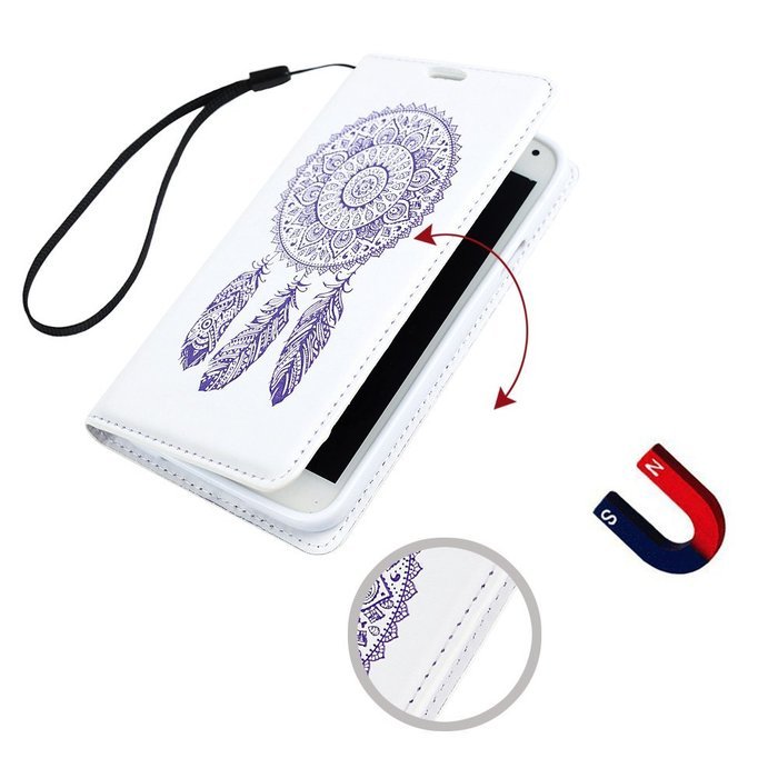 Galaxy S5 Case, YOKIRIN Printed Dream Catcher & Campanula Design [Wrist Strap] Flip Folio... N2
